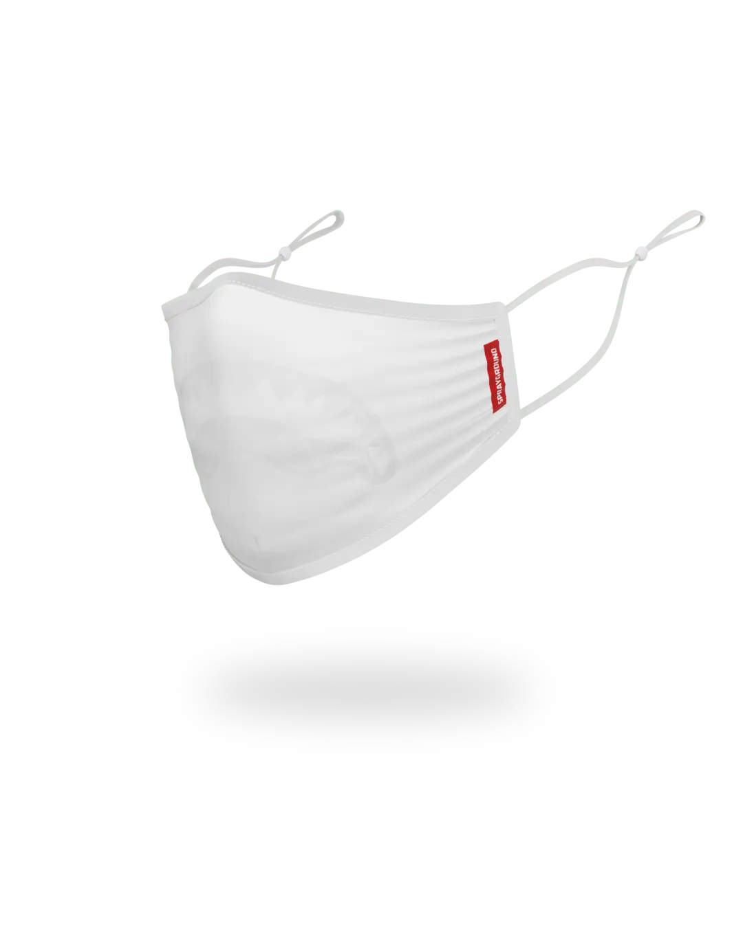ADULT WHITE ON WHITE SHARK FORM-FITTING FACE MASK - Image 2