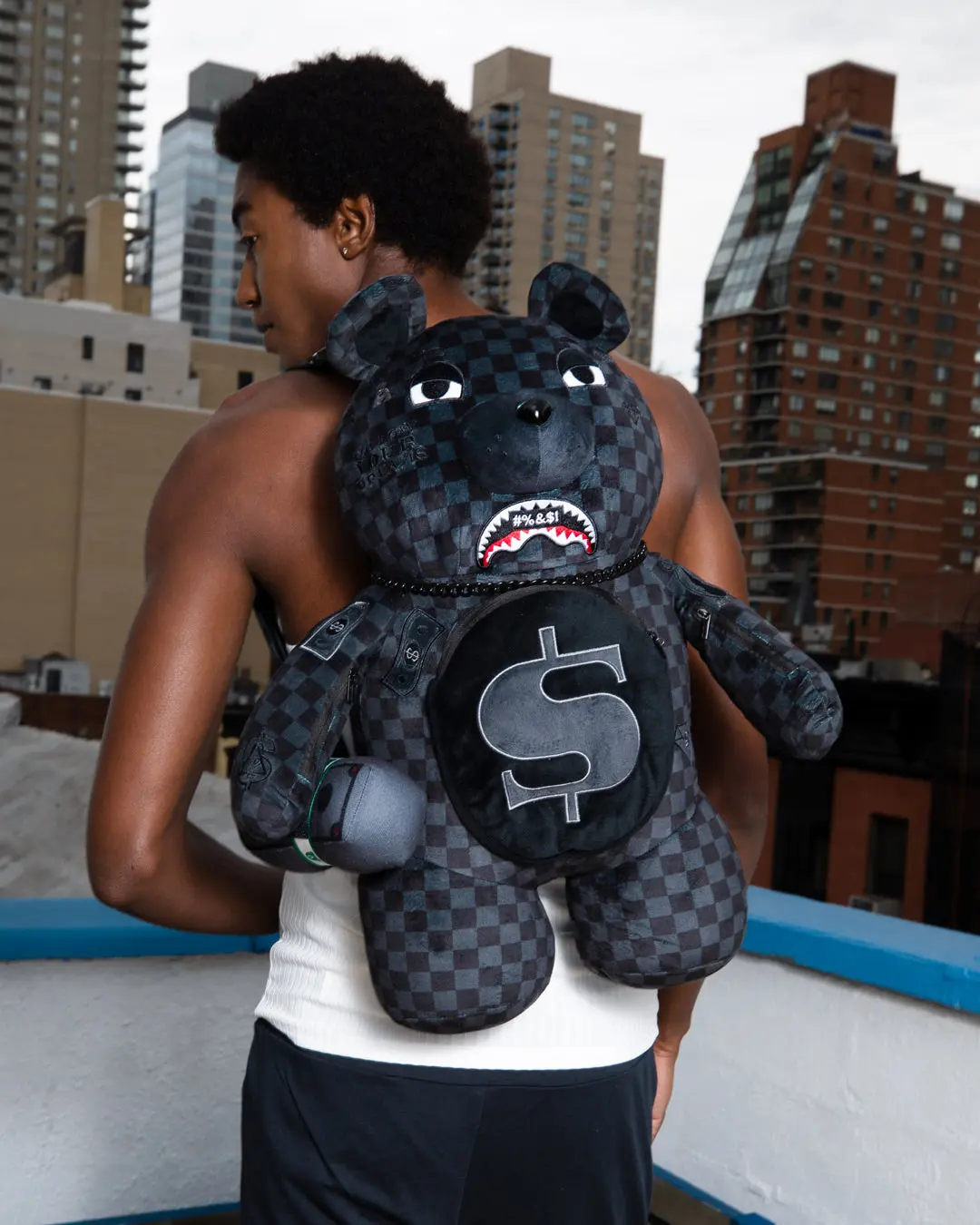 'WHAT THE BEEP' SHARK MONEYBEAR TEDDYBEAR BACKPACK - Image 2