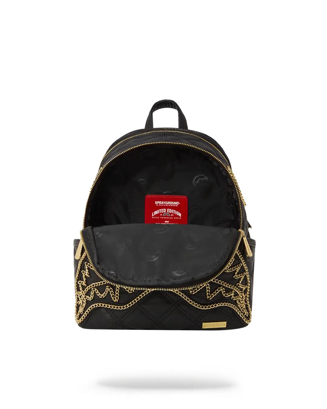 NOIR QUILT GOLD CHAIN SHARK SAVAGE BACKPACK - Image 7