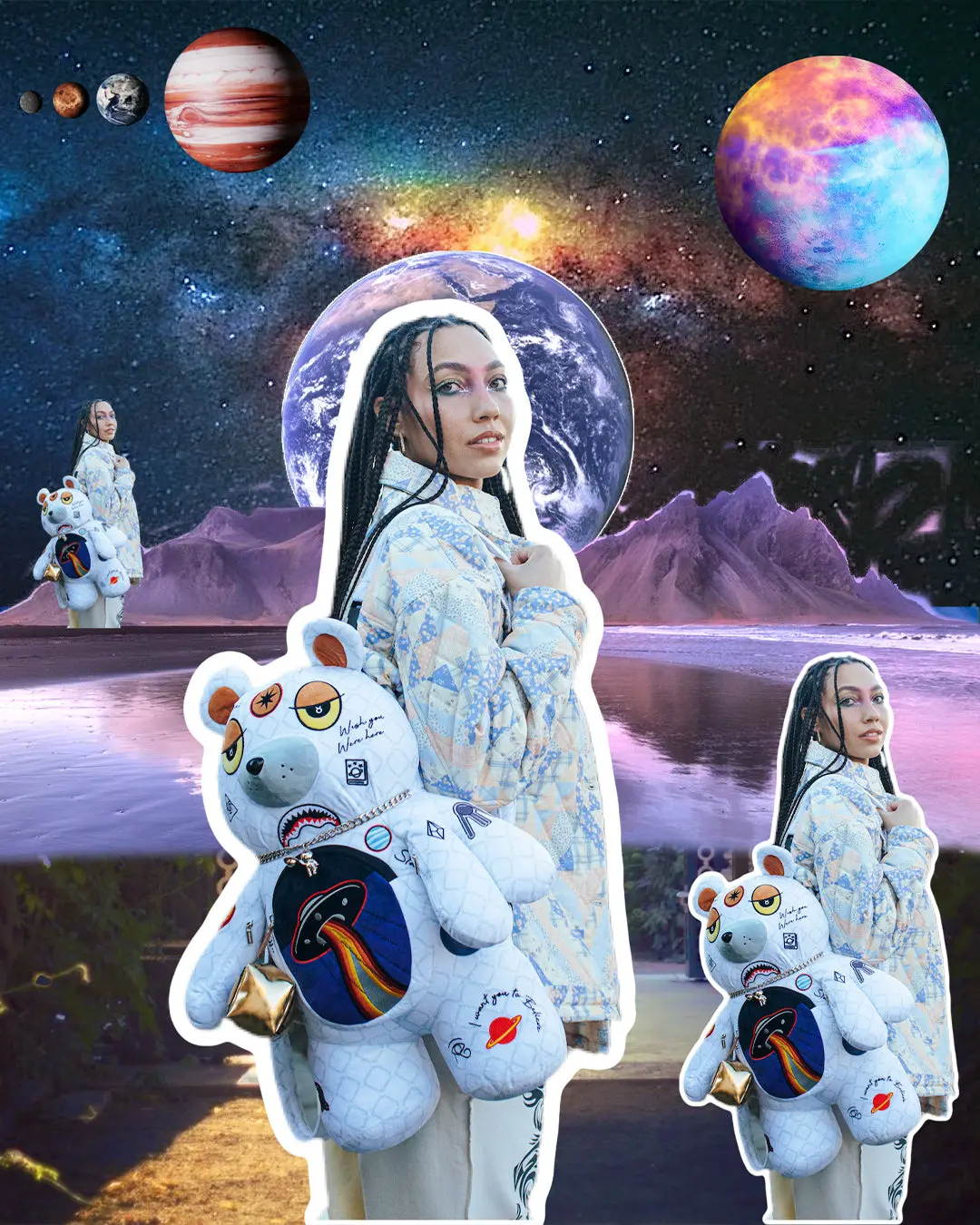UFO SPACED OUT MONEYBEAR TEDDYBEAR BACKPACK - Image 2