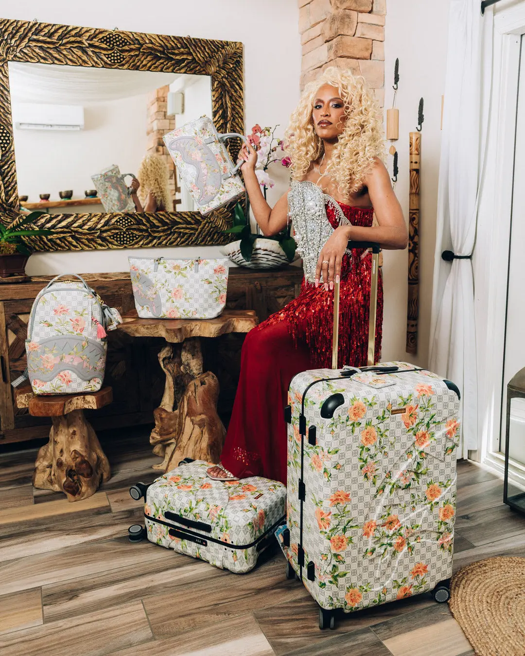 A.I. AFRICAN INTELLIGENCE ELEGANT ENERGY SHARKITECTURE FULL SIZE LUGGAGE - SANDFLOWER COLLAB - Image 4